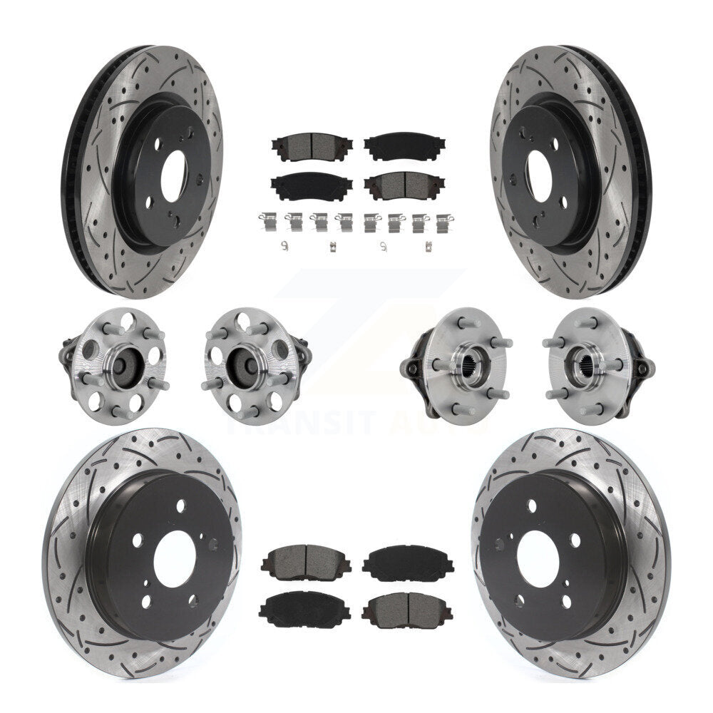 Hub Bearing Coated Disc Brake Rotor & Pads Front Rear Kit (10Pc) For Toyota RAV4