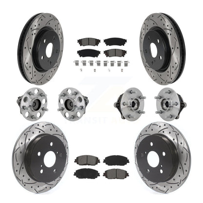 Hub Bearing Coated Disc Brake Rotor & Pads Front Rear Kit (10Pc) For Toyota RAV4