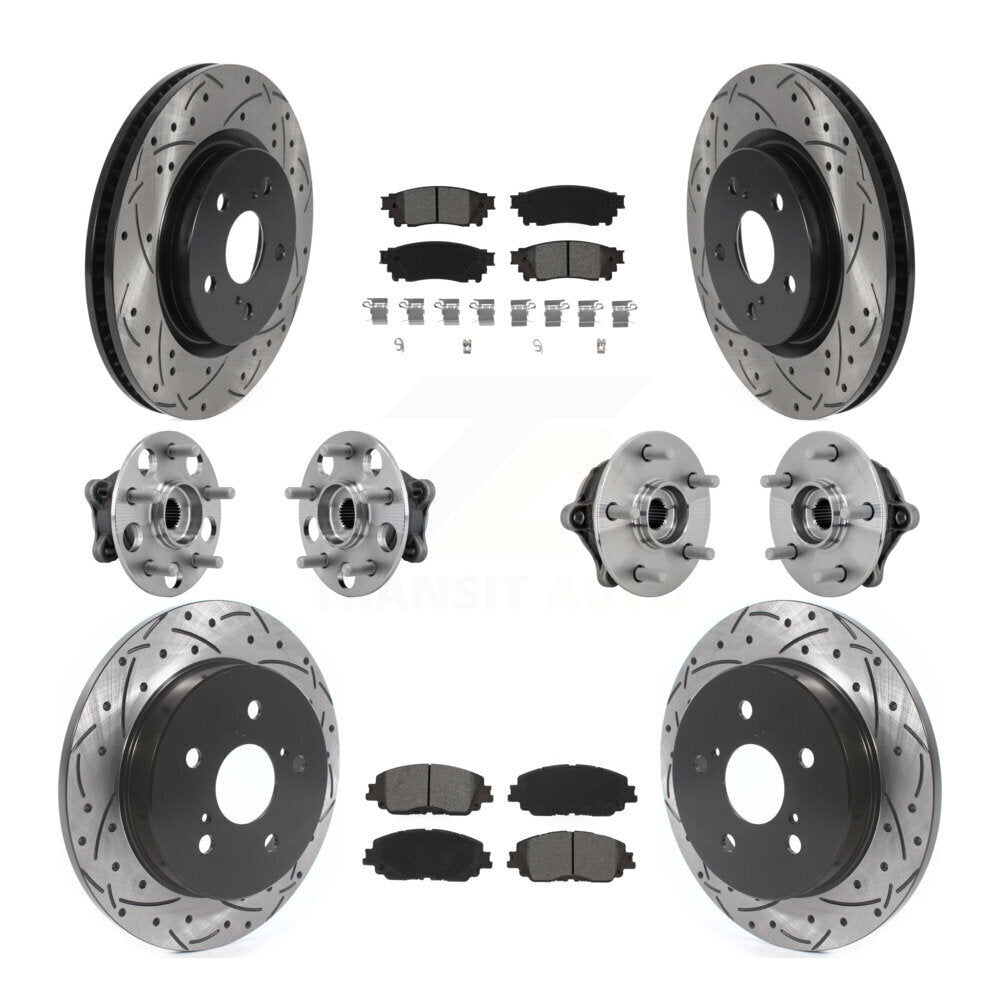 Hub Bearing Coated Brake Rotor & Pad Front Rear Kit (10Pc) For Toyota RAV4 Venza