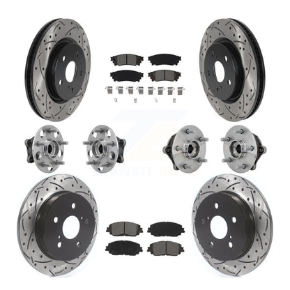 Hub Bearing Coated Brake Rotor & Pad Front Rear Kit (10Pc) For Toyota RAV4 Venza