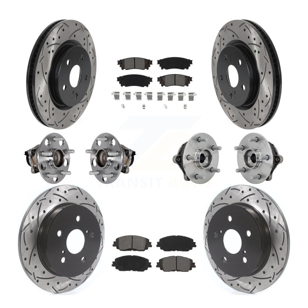 Hub Bearing Coated Disc Brake Rotor & Pads Front Rear Kit (10Pc) For Toyota RAV4