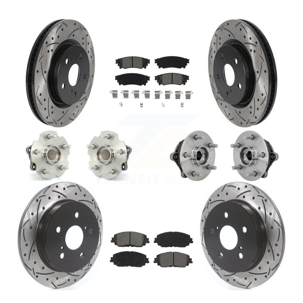 Hub Bearing Coated Disc Brake Rotor & Pads Front Rear Kit (10Pc) For Toyota RAV4