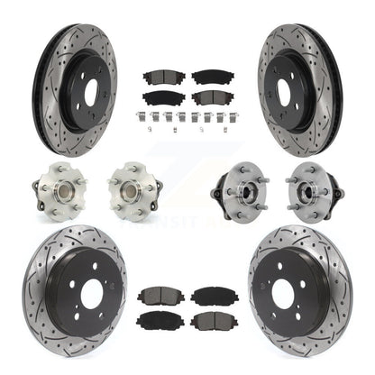 Hub Bearing Coated Disc Brake Rotor & Pads Front Rear Kit (10Pc) For Toyota RAV4