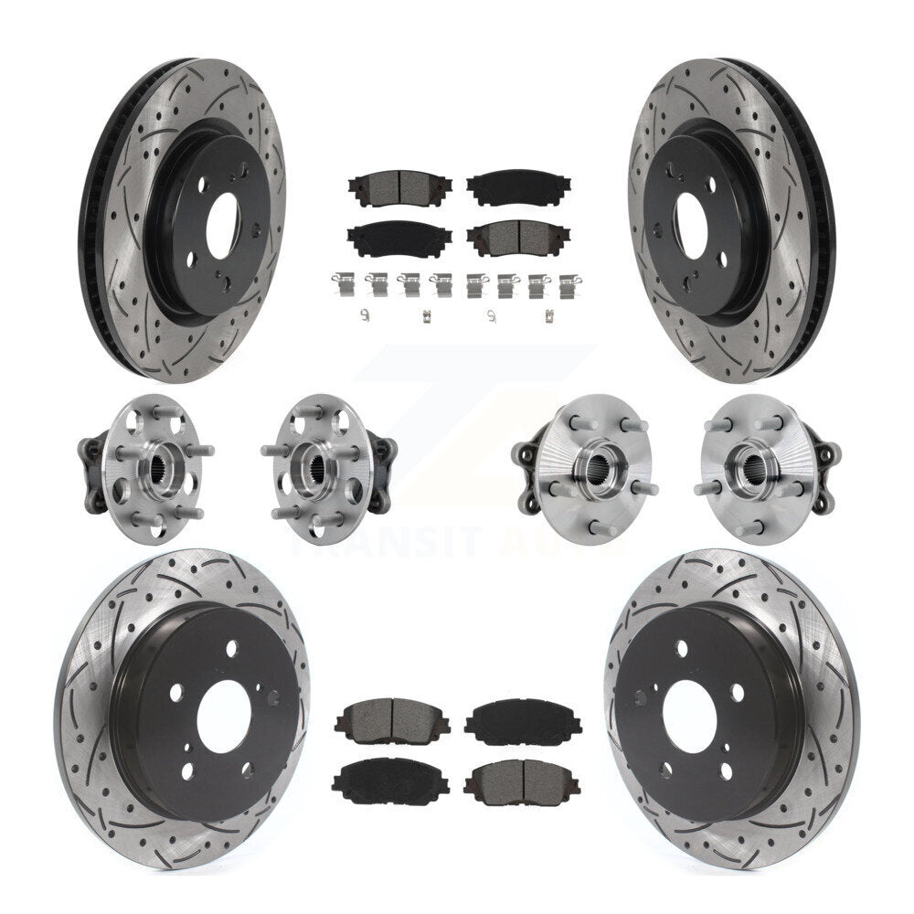 Hub Bearing Coated Disc Brake Rotor & Pads Front Rear Kit (10Pc) For Toyota RAV4