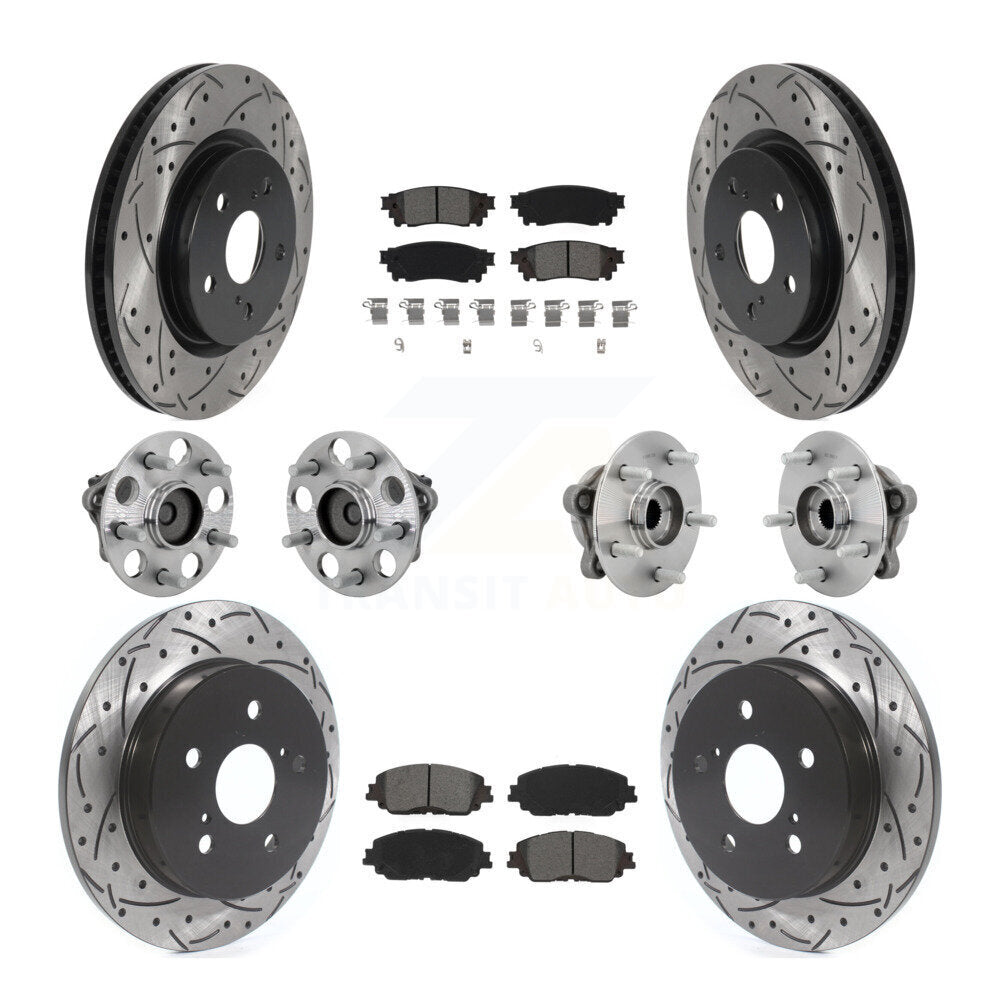 Hub Bearing Coated Disc Brake Rotor & Pads Front Rear Kit (10Pc) For Toyota C-HR