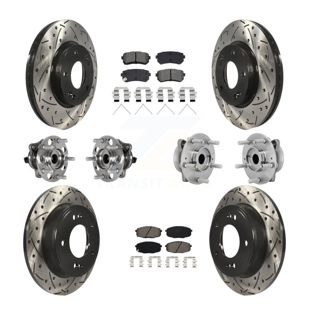 Hub Bearing Coated Disc Brake Rotor & Pad Front Rear Kit (10Pc) For Hyundai Kona
