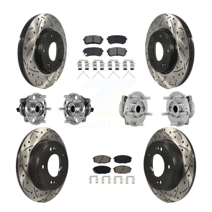 Hub Bearing Coated Disc Brake Rotor & Pad Front Rear Kit (10Pc) For Hyundai Kona