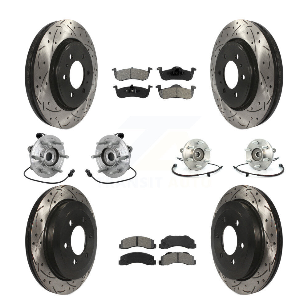 Hub Bearing Coated Brake Rotor Pad Front Rear Kit (10Pc) For Ford Expedition 4WD