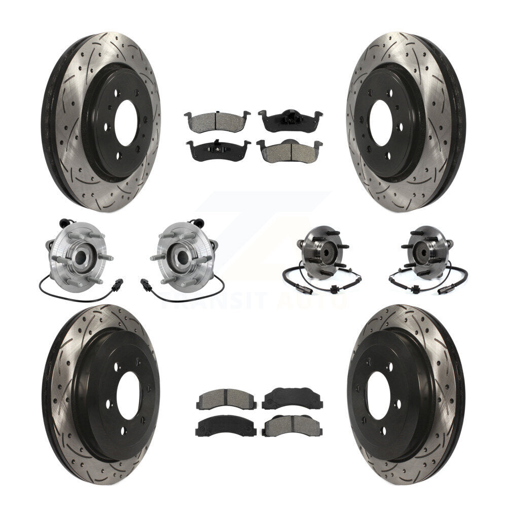 Hub Bearing Coated Brake Rotor Pad Front Rear Kit (10Pc) For Ford Expedition RWD