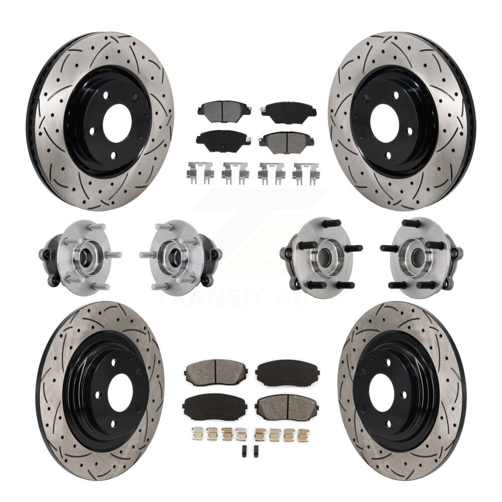 Hub Bearing Coat Brake Rotor Pads Front Rear Kit (10Pc) For 16-23 Mazda CX-9 AWD