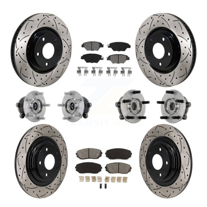 Hub Bearing Coat Brake Rotor Pads Front Rear Kit (10Pc) For 16-23 Mazda CX-9 AWD