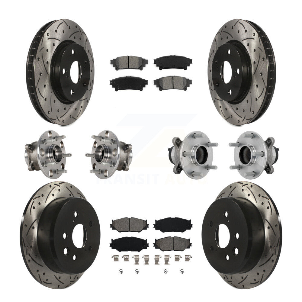 Hub Bearing Coated Disc Brake Rotor & Pads Front Rear Kit (10Pc) For Lexus IS250