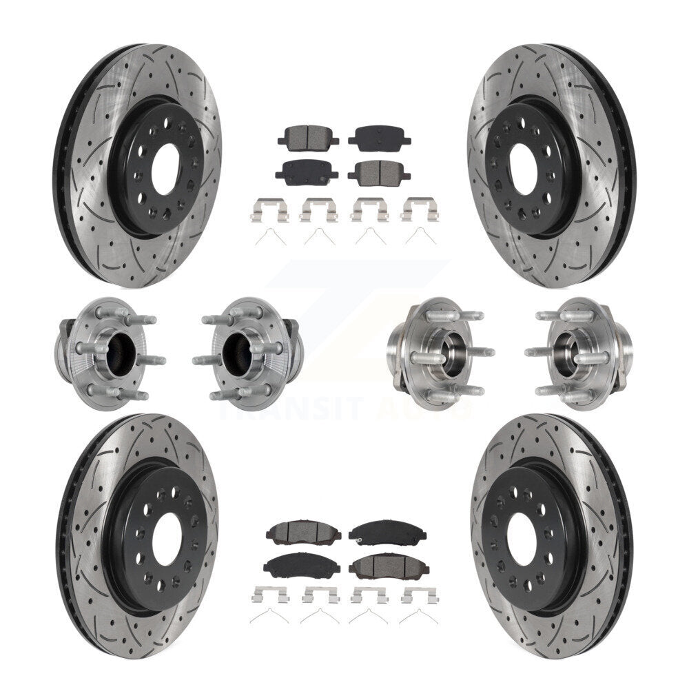 Hub Bearing Coated Brake Rotor Pads Front Rear Kit (10Pc) For Chevrolet Traverse