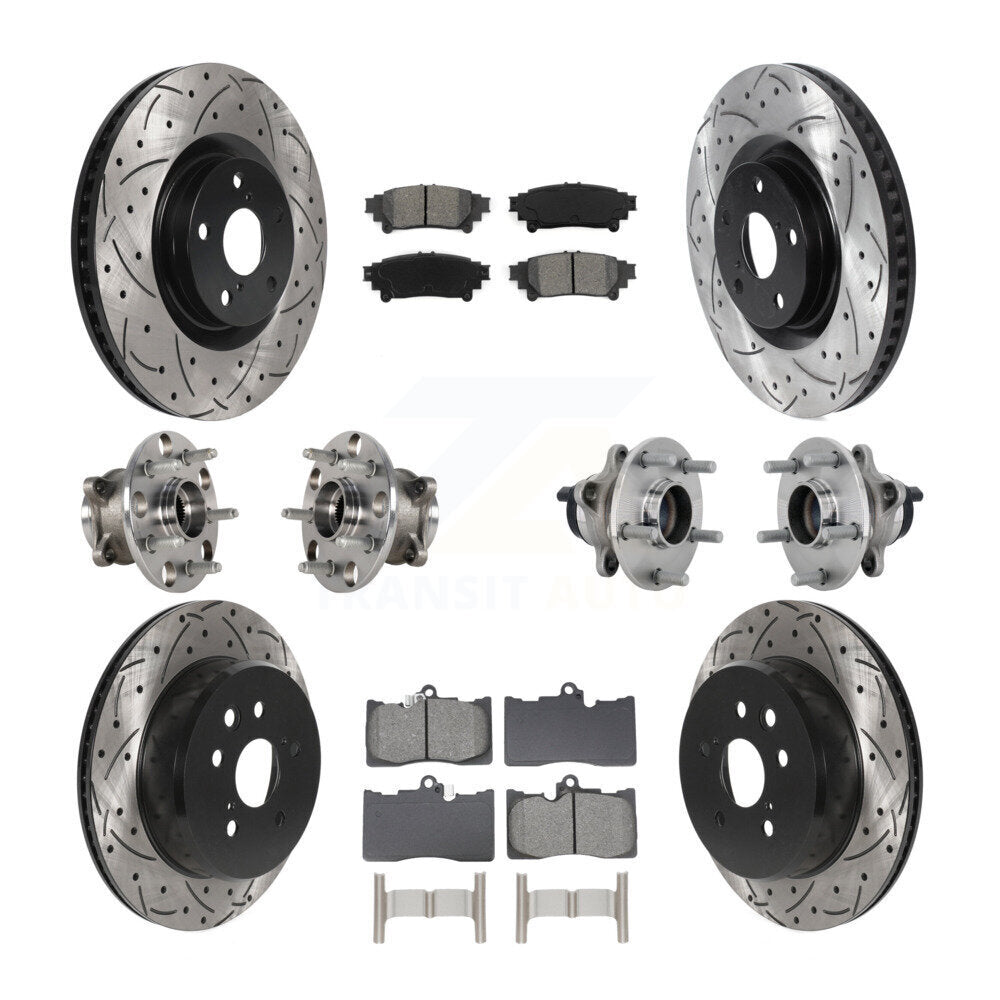Hub Bearing Coated Brake Rotor & Pad Front Rear Kit (10Pc) For Lexus GS350 RC300