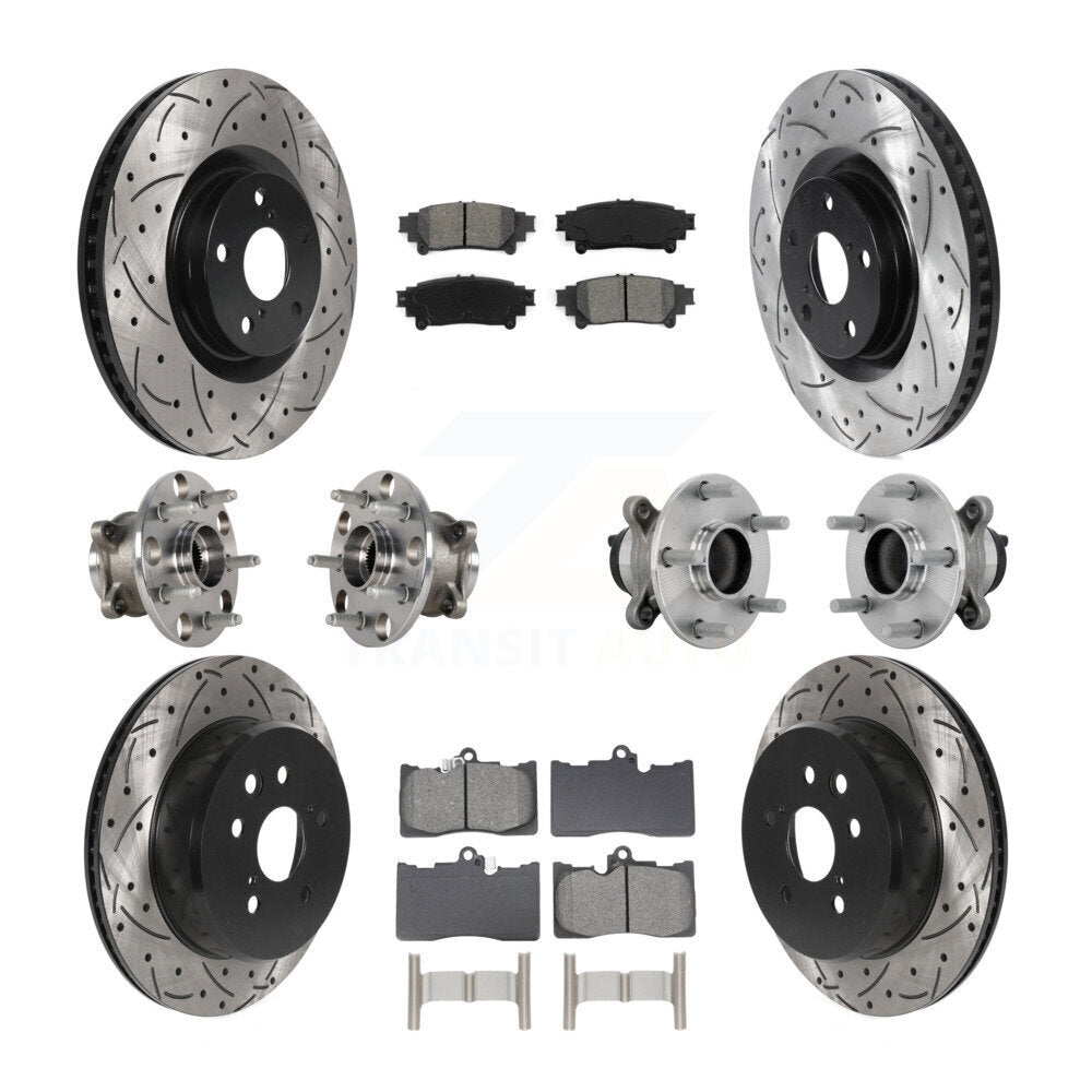 Hub Bearing Coated Brake Rotor & Pad Front Rear Kit (10Pc) For Lexus IS300 IS350