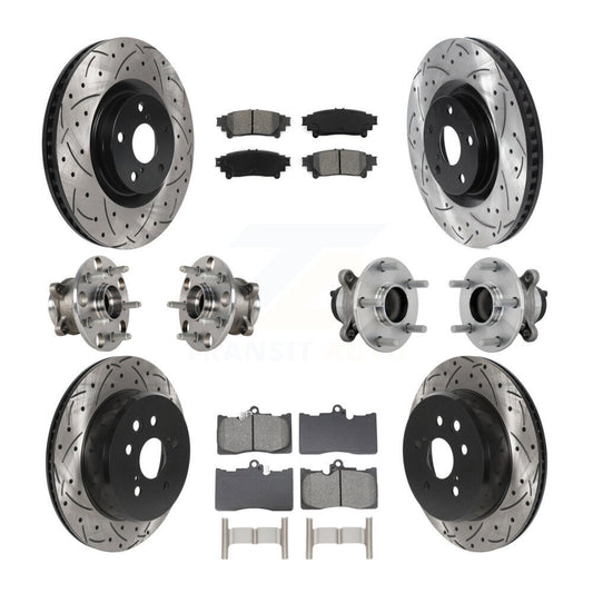 Hub Bearing Coated Brake Rotor & Pad Front Rear Kit (10Pc) For Lexus IS300 IS350