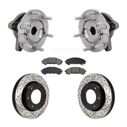 Hub Bearing Drilled Slot Brake Rotor Pad Front Kit For 2019-2023 Ford Ranger 4WD