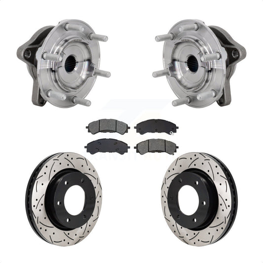 Hub Bearing Drilled Slot Brake Rotor Pad Front Kit For 2019-2023 Ford Ranger 4WD