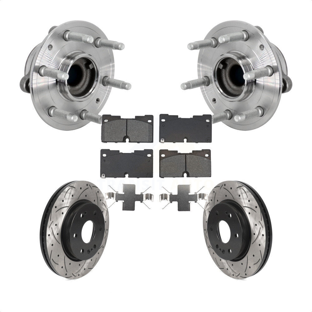 Hub Bearing Drill Slot Brake Rotor Pads Front Kit For Chevrolet GMC Silverado XL