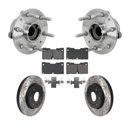Hub Bearing Drill Slot Brake Rotor Pads Front Kit For Chevrolet GMC Silverado XL