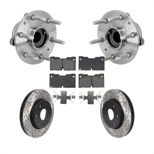 Hub Bearing Drill Slot Brake Rotor Pads Front Kit For Chevrolet GMC Silverado XL