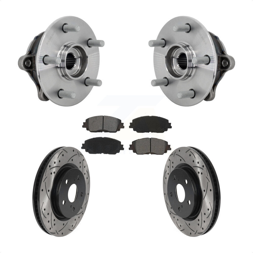 Hub Bearing Assembly Drill Slot Brake Rotor Pads Front Kit For Toyota RAV4 Venza