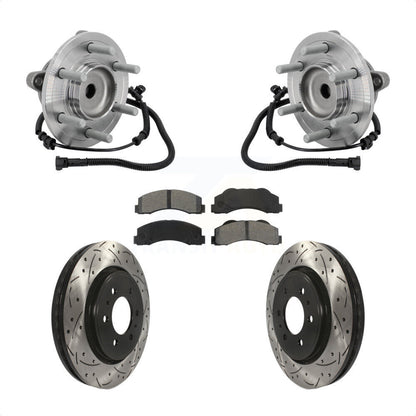 Hub Bearing Drilled Slot Brake Rotor Pads Front Kit For 2015-2017 Ford F-150 RWD