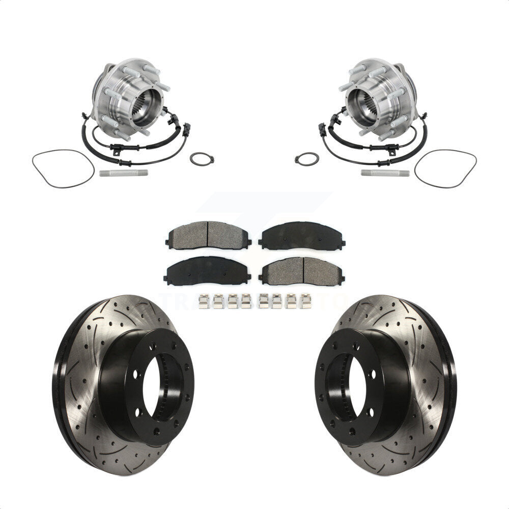 Hub Bearing Coat Drill Slot Brake Rotor Pads Front Kit For Ford F-450 Super Duty