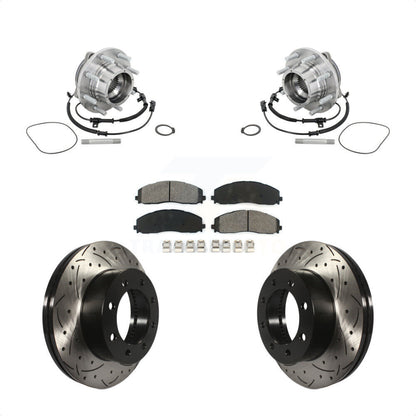 Hub Bearing Coat Drill Slot Brake Rotor Pads Front Kit For Ford F-450 Super Duty