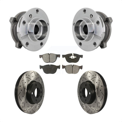 Hub Bearing Drill Slot Brake Rotor Pad Front Kit For BMW X5 X6 M12 x 1.25 Thread