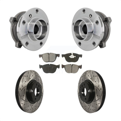 Hub Bearing Drill Slot Brake Rotor Pad Front Kit For BMW X5 X6 M12 x 1.25 Thread