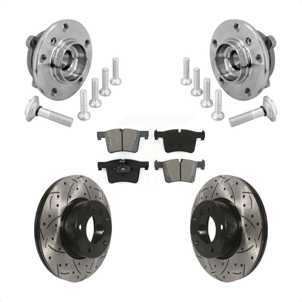 Hub Bearing Drilled Slot Brake Rotor Pad Front Kit For BMW 330i xDrive 230i 430i