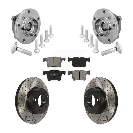 Hub Bearing Drilled Slot Brake Rotor Pad Front Kit For BMW 330i xDrive 230i 430i