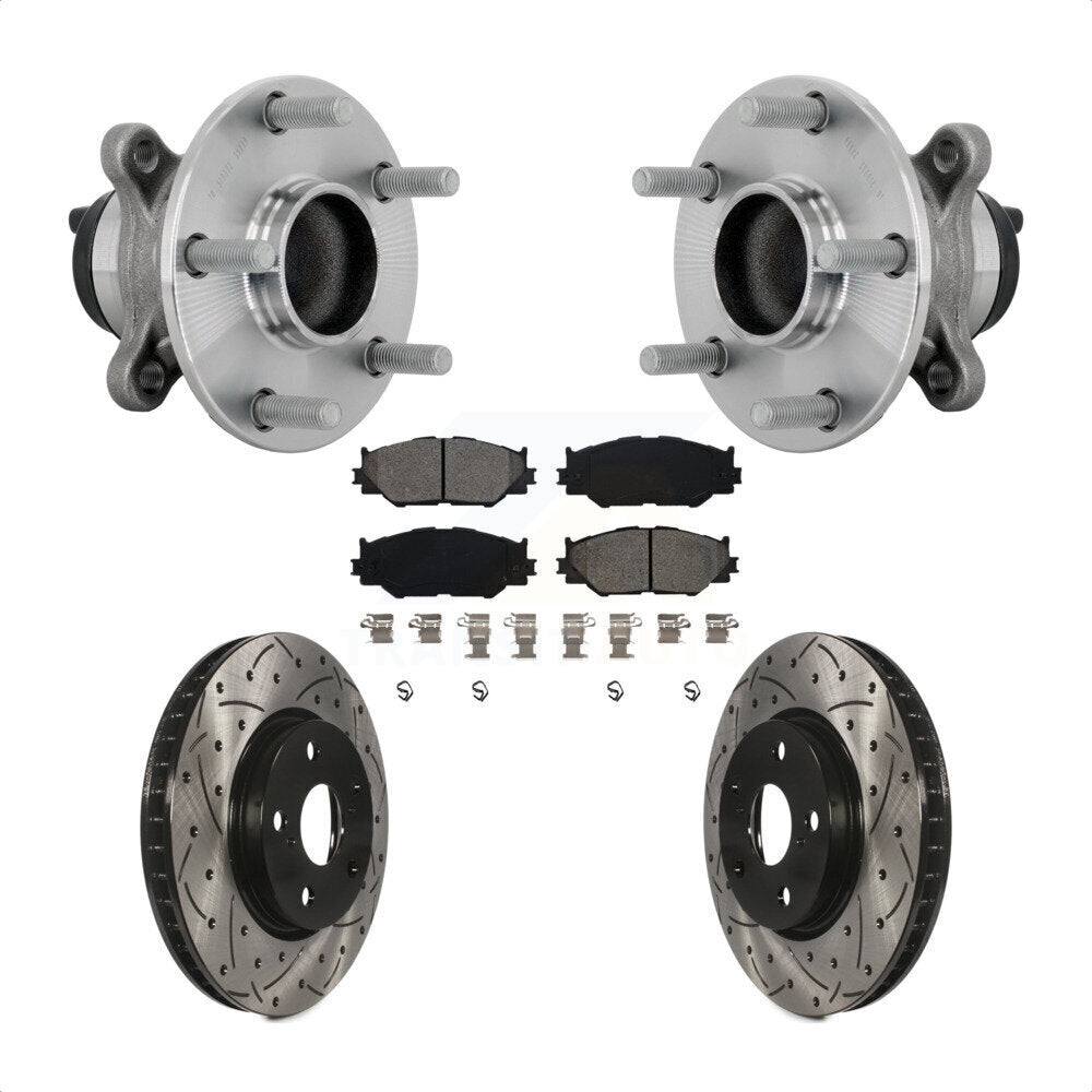 Hub Bearing Drilled Slot Brake Rotor Pad Front Kit For Lexus IS250 Base with RWD
