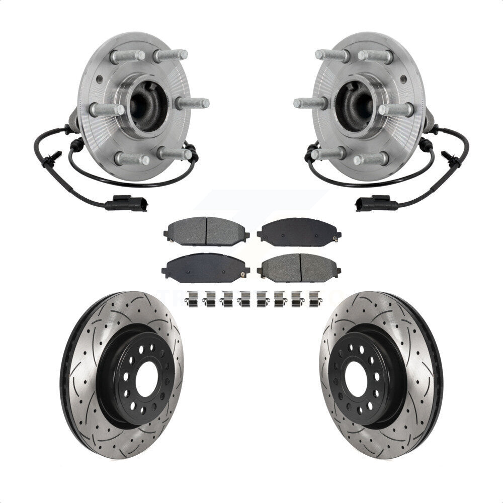 Hub Bearing Assembly Coated Drilled Slot Brake Rotor Pads Front Kit For Ram 1500