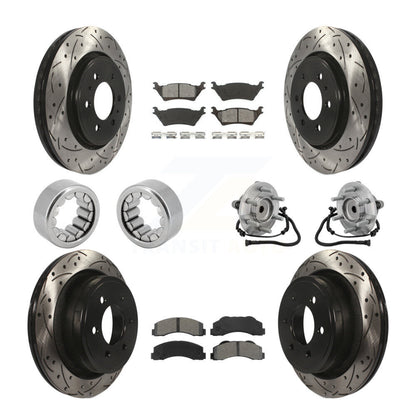 Hub Bearing Coated Brake Rotor Pad Shoe Front Rear Kit (10Pc) For Ford F-150 RWD