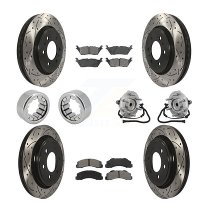 Hub Bearing Coated Brake Rotor Pad Shoe Front Rear Kit (10Pc) For Ford F-150 RWD