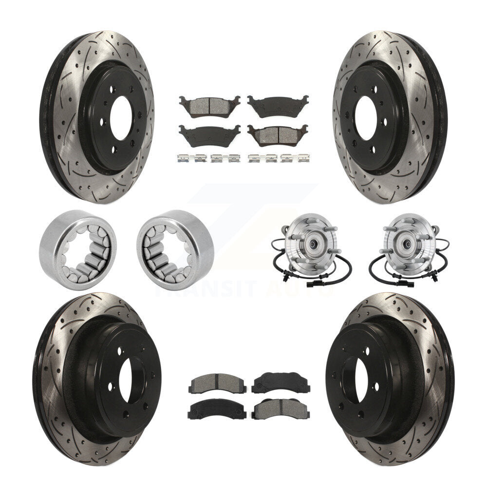 Hub Bearing Coated Brake Rotor And Pad Shoe Front Rear Kit (10Pc) For Ford F-150