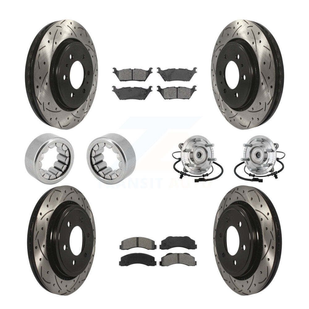 Hub Bearing Coated Brake Rotor And Pad Shoe Front Rear Kit (10Pc) For Ford F-150