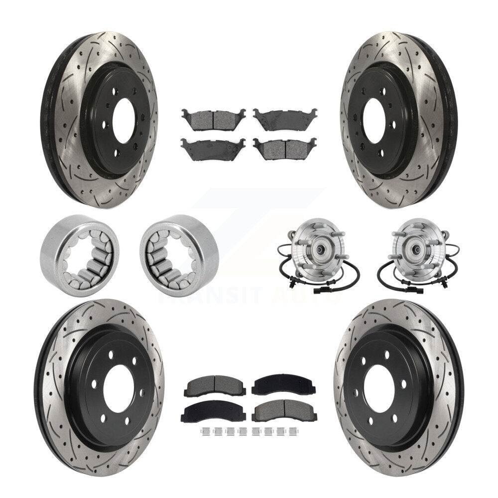 Hub Bearing Coated Brake Rotor And Pad Shoe Front Rear Kit (10Pc) For Ford F-150
