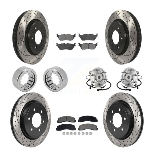Hub Bearing Coated Brake Rotor And Pad Shoe Front Rear Kit (10Pc) For Ford F-150