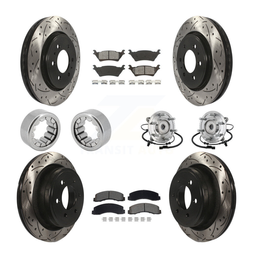 Hub Bearing Coated Brake Rotor And Pad Shoe Front Rear Kit (10Pc) For Ford F-150