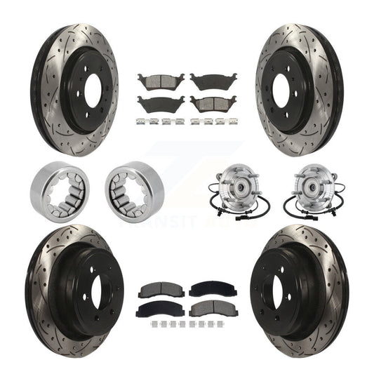 Hub Bearing Coated Brake Rotor And Pad Shoe Front Rear Kit (10Pc) For Ford F-150