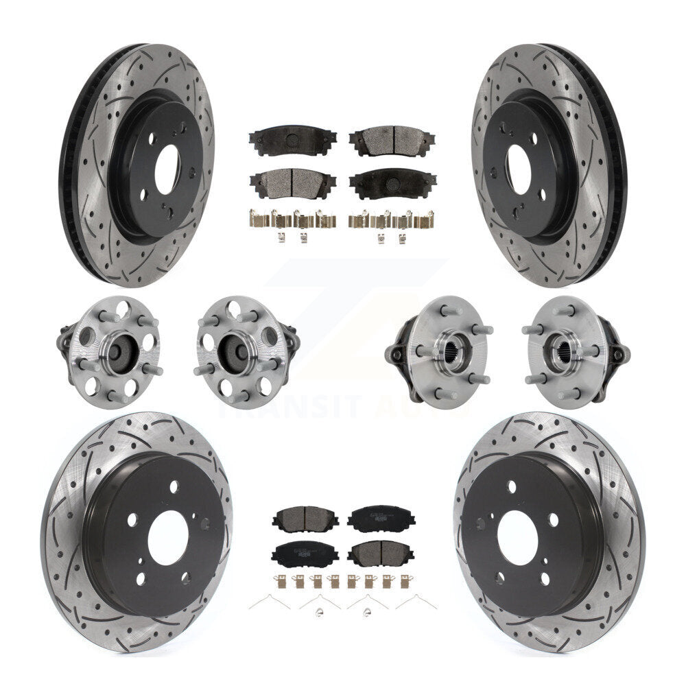 Hub Bearing Coated Disc Brake Rotor & Pads Front Rear Kit (10Pc) For Toyota RAV4