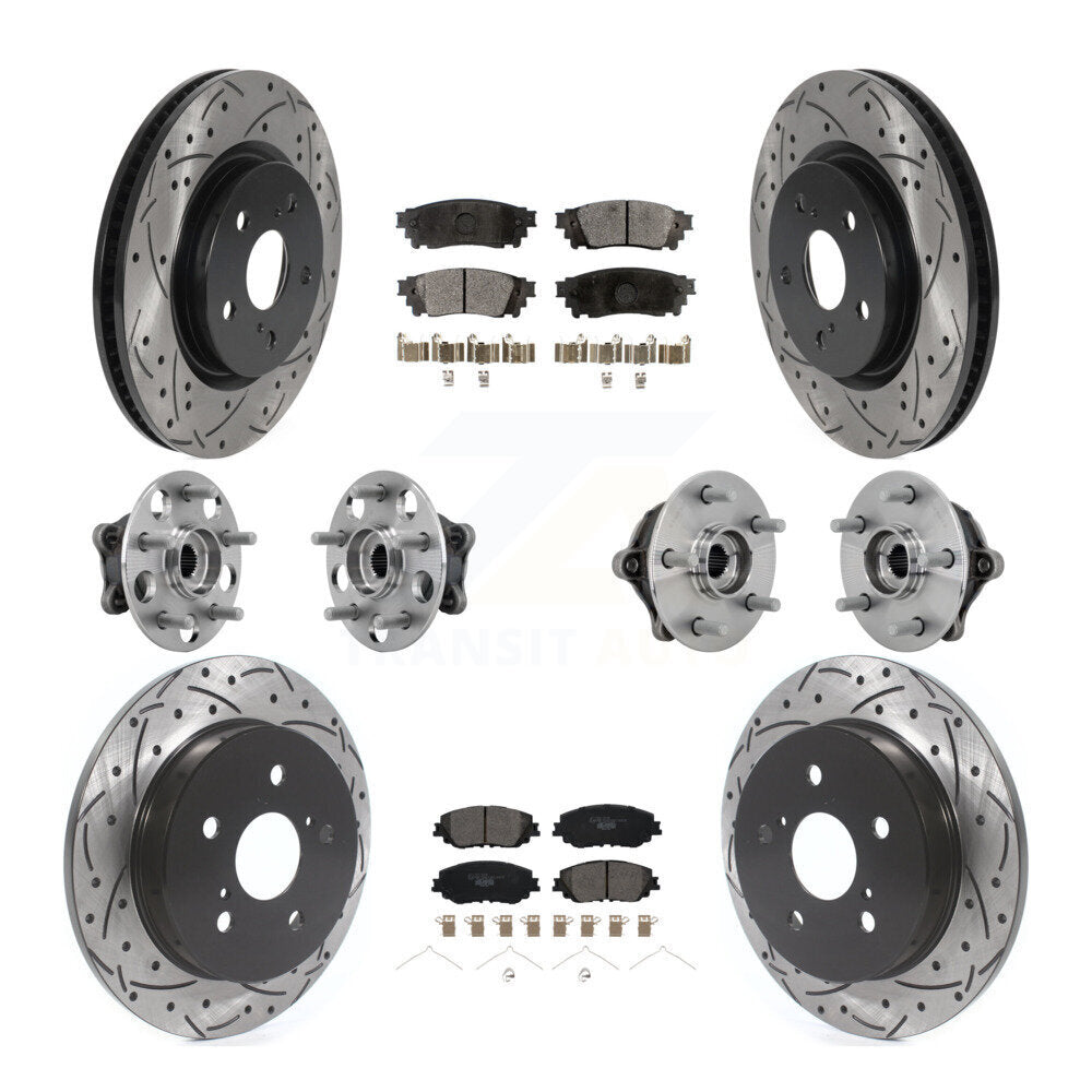 Hub Bearing Coated Brake Rotor & Pad Front Rear Kit (10Pc) For Toyota RAV4 Venza