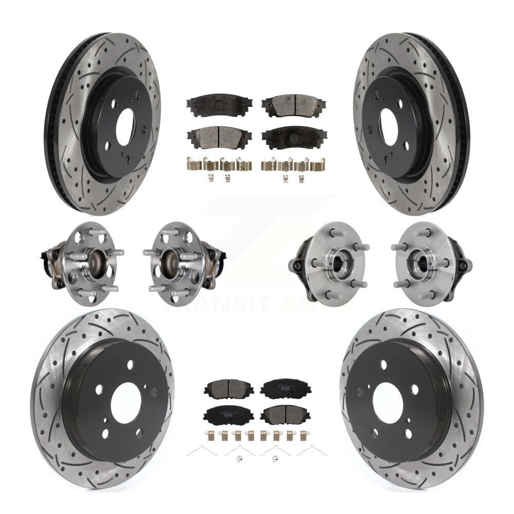 Hub Bearing Coated Disc Brake Rotor & Pads Front Rear Kit (10Pc) For Toyota RAV4