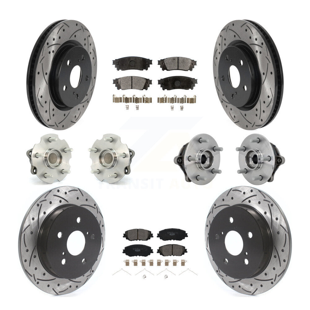 Hub Bearing Coated Disc Brake Rotor & Pads Front Rear Kit (10Pc) For Toyota RAV4