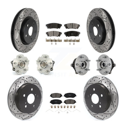 Hub Bearing Coated Disc Brake Rotor & Pads Front Rear Kit (10Pc) For Toyota RAV4