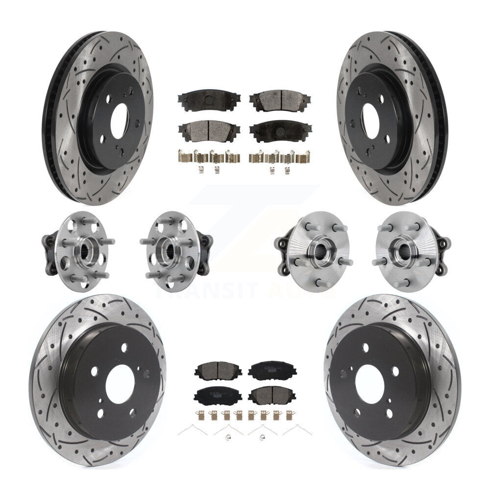 Hub Bearing Coated Disc Brake Rotor & Pads Front Rear Kit (10Pc) For Toyota RAV4