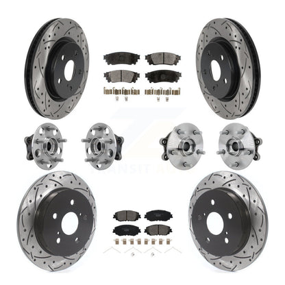 Hub Bearing Coated Disc Brake Rotor & Pads Front Rear Kit (10Pc) For Toyota RAV4